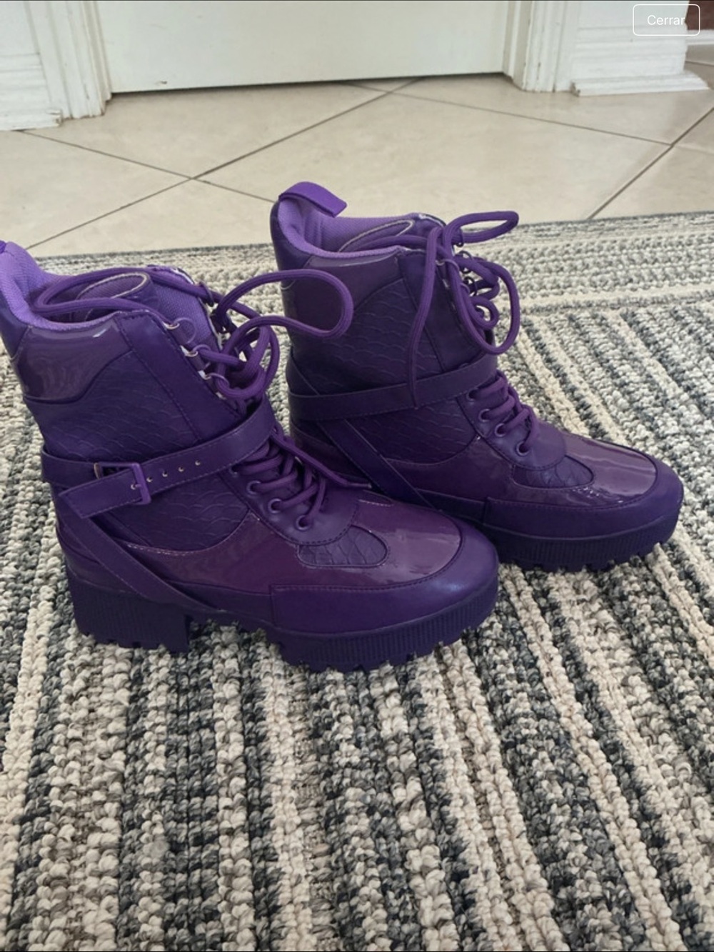 Cape Robbin Purple Lace-Up Chunky Ankle Boots - Picture 5 of 7